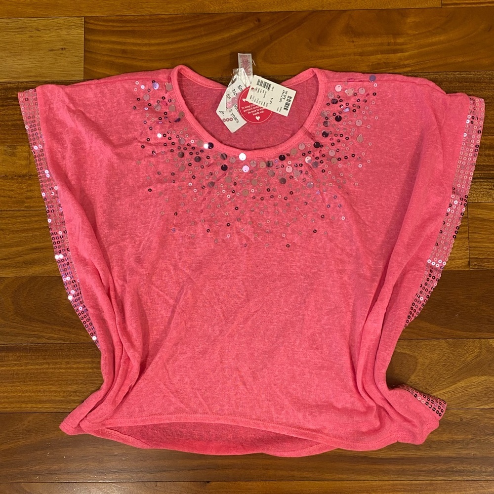 Justice Pink Sequins Poncho Top Sz 12